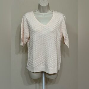 Ella Moss Women’s Light Pink Short Sleeve Soft V-Neck Stretch Comfort Blouse M